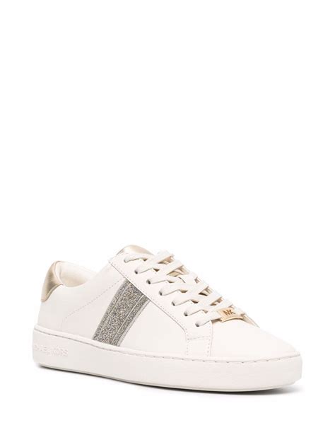 michael kors irving lace up gold|Irving Glitter and Leather Stripe Sneaker .